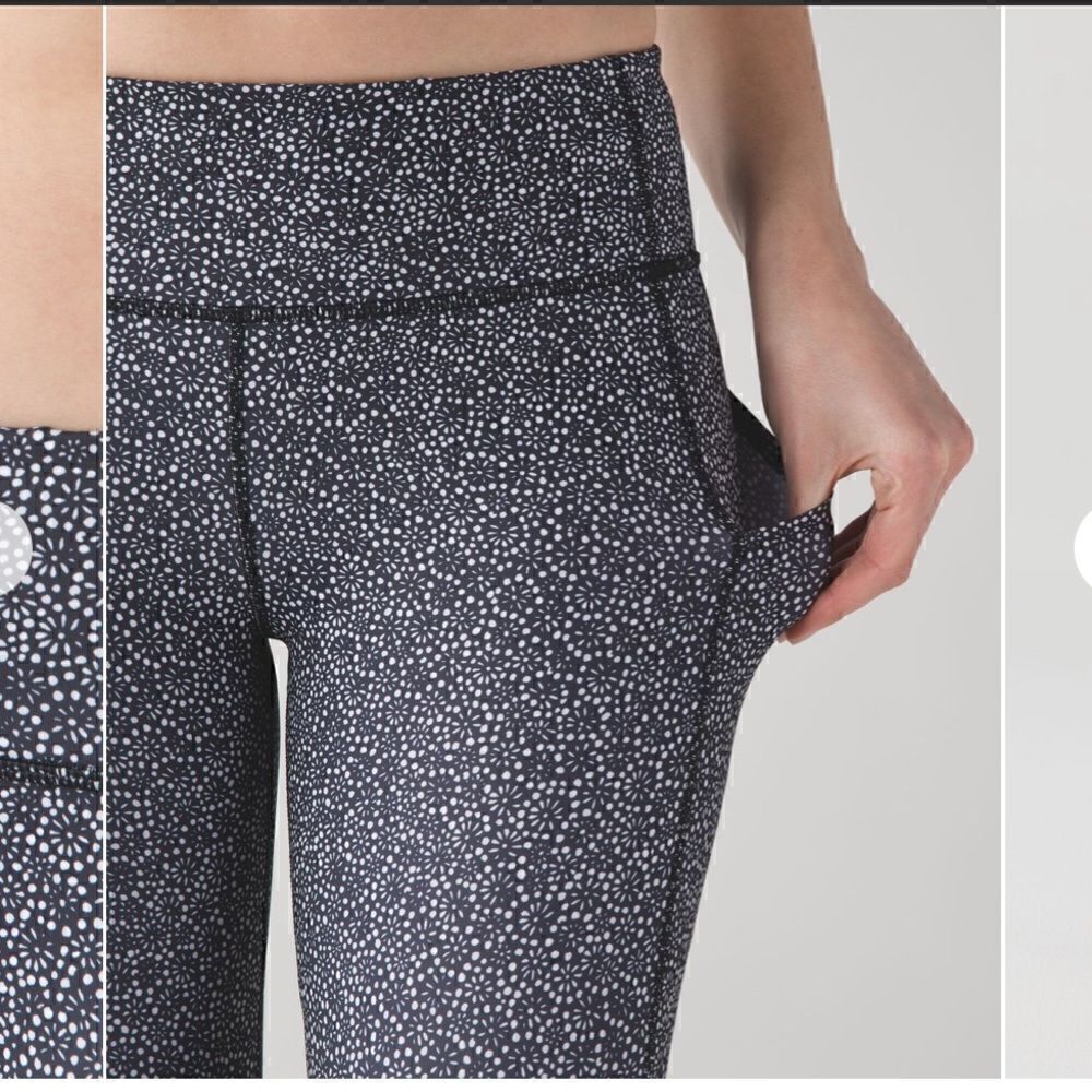 Lululemon Pace Rival Crop Legging in Freckle Flower Black White - Picture 7 of 10